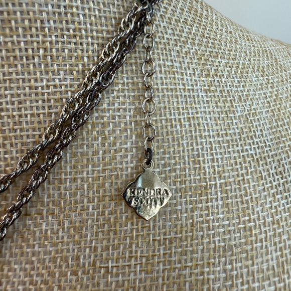 Kendra Scott Rayne Pendant Green and Gold Necklace with Tassel, Long - Picture 5 of 14